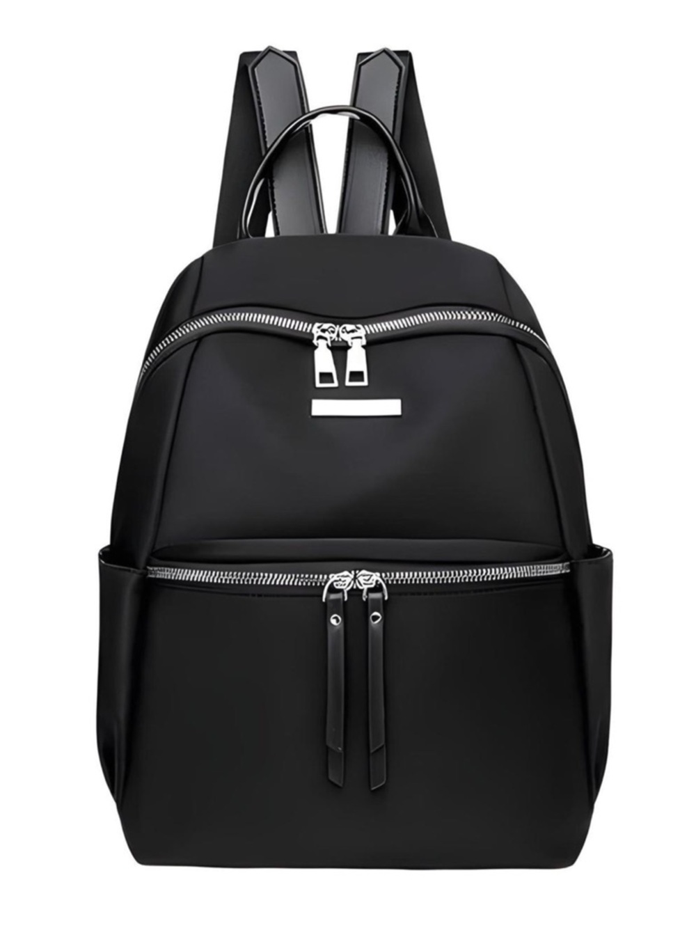 Solid Black Oxford Backpack Bag With Anti Theft Pocket & Waterproof Material